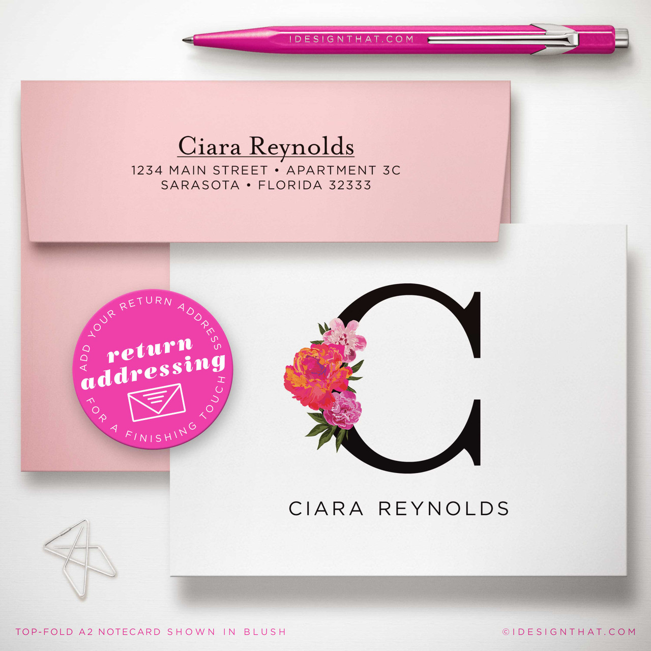 Delicate Florals on Personalized Note Cards